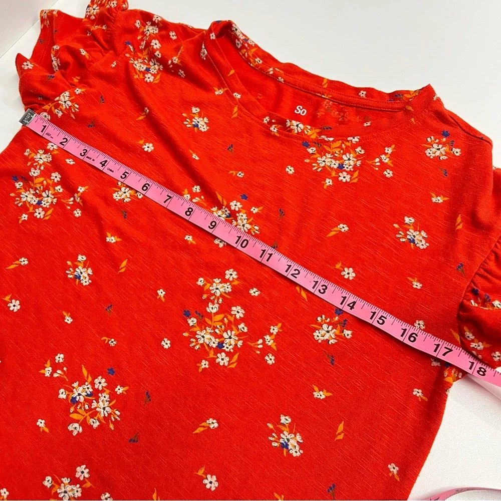 Kids‎ Floral Short Sleeve Tee size 14 stretchy ruffle sleeve tshirt
